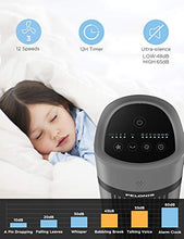 Load image into Gallery viewer, PELONIS Oscillating Tower Fan with Remote Control 40’’ Quiet Stand Up Fan with 3 Speed Settings and 3 Modes 15-Hour Timer LED Display for Bedroom Home Office Use, Black
