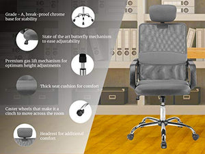 Halter Ergonomic Executive Mesh Office Chair with Headrest, Thick, Compact Seat Cushion, Smooth-Glide Wheels, Durable Chrome Base, Easy Assembly (Dark Gray)