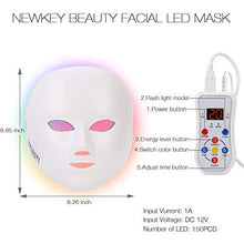 Load image into Gallery viewer, Led Face Mask, NEWKEY Led Light Therapy 7 Color Facial Skin Care Mask - with Clinically Proven Blue &amp; Red Light Treatment Acne Photon Mask - Korea PDT Technology for Acne Reduction/Skin Rejuvenation
