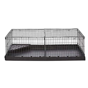 AmazonBasics Indoor-Outdoor Small Pet Habitat Cage with Canvas Bottom, with Divider, Black