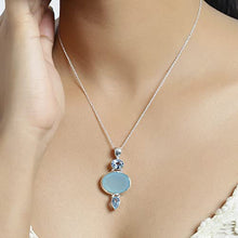 Load image into Gallery viewer, YoTreasure Blue Topaz &amp; Chalcedony Crystal Necklace .925 Sterling Silver Chain Pendant
