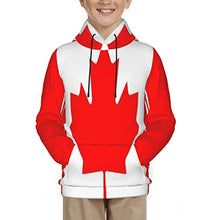 Load image into Gallery viewer, Canada Flag Print Hoodies Kids 3D Print Sweatshirts Long Sleeve Pullover Hoodies with Pocket for Teen Boys and Girls Black
