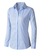 Load image into Gallery viewer, Women's Formal Work Wear Button Down Simple Shirt (225 Light Blue, XL)
