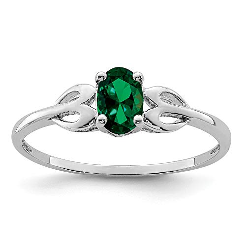 925 Sterling Silver Created Green Emerald Band Ring Size 8.00 Birthstone May Gemstone Fine Jewelry For Women Gifts For Her