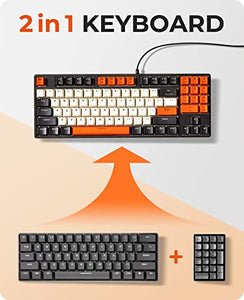 Havit Mechanical Keyboard, Wired Compact PC Keyboard with Number Pad Red Switch Mechanical Gaming Keyboard 89 Keys for Computer/Laptop (Black)
