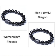 Load image into Gallery viewer, SX Commerce Natural Obsidian Stone Bead Bracelet Couple Women 8mm Phoenix Totem Jewelry (Phoenix)
