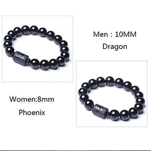 SX Commerce Natural Obsidian Stone Bead Bracelet Couple Women 8mm Phoenix Totem Jewelry (Phoenix)