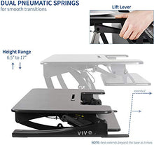 Load image into Gallery viewer, VIVO Black Height Adjustable 36 inch Stand up Desk Converter Quick Sit to Stand Tabletop Dual Monitor Riser (DESK-V000V)

