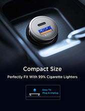 Load image into Gallery viewer, USB C Car Charger Super Mini AINOPE All Metal 36W Fast USB Car Charger PD&amp;QC 3.0 Dual Port Car Adapter Compatible with iPhone 12/12 Pro/Max/Mini/iPhone 11/Pro/Max/XR/XS/Max/8, Galaxy S21/20/10-Silver

