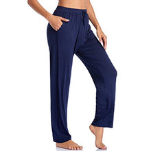 Load image into Gallery viewer, Envlon Womens Yoga Pants Soft Lightweight Stretch Lounge Pants Loose Straight Athletic Pants with Pockets Navy-Blue
