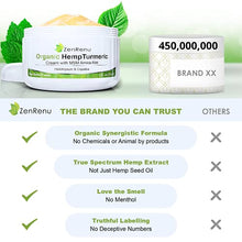 Load image into Gallery viewer, Organic Hemp Cream by ZenRenu - MSM Turmeric Arnica - Made in USA Premium Hemp Oil
