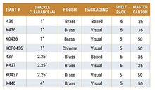 Load image into Gallery viewer, CCL Security Products Brass Sesamee K437 4 Dial Bottom Resettable Padlock with 2-1/4-Inch Hardened Steel Shackle and 10000 Potential Combinations, 2 1/4 Inch Shackle Clearance
