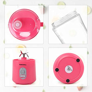 Portable Blender, Smoothie Blenders, Personal Size Blender USB Rechargeable Smoothies and Shakes Juicer Cup, 4000mAh Battery Strong Power Pink