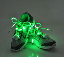 Load image into Gallery viewer, Flammi LED Nylon Shoelaces Light Up Glow in The Dark for Party Dancing Skating (Green)
