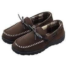Load image into Gallery viewer, LseLom Mens Moccasin Slippers Indoor Outdoor Memory Foam Arch Support Slippers for Men Cozy House Shoes with Rubber Soles Brown Size 8
