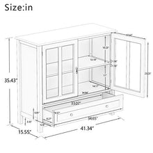 Load image into Gallery viewer, Modern Storage Cabinet, Decorative Console Table with Metal Handles, Glass Doors, Compartments and Drawer, Buffet Sideboard for Kitchen Dining Room Hallway Entryway (41.43" L X 15.55" W X 35.43" H)
