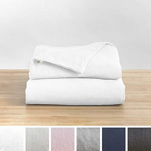 Baloo Removable Duvet Cover for Weighted Blankets - Soft, Premium, Breathable French Linen in White Color (60 x 80 Inches)