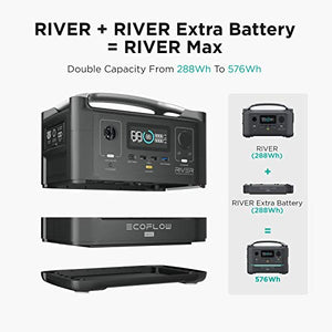 EF ECOFLOW RIVER 288Wh Portable Power Station,3 x 600W(Peak 1200W) AC Outlets & LED Flashlight, Fast Charging Silent Solar Generator (Solar Panel Optional) for Emergencies Home Outdoor Camping RV