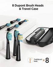 Load image into Gallery viewer, Fairywill Electric Toothbrush for Adults with 5 Modes, Smart Timer, 8 Brush Heads, Fully Rechargeable with One 4 Hr Charge Last 30 Days, Whitening Ultra Sonic Toothbrushes with A Travel Case in Black
