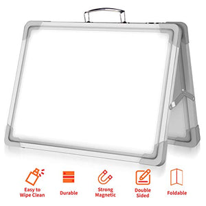 16 x 12 Inch Portable White Board, Magnetic Dry Erase Board, Foldable Small Double-Sided Desktop Whiteboard Easel for School, Home & Office
