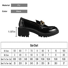 Load image into Gallery viewer, MACNMEUU Chunky Loafers Women Platform Loafers for Women Comfort Slip-on Loafers with Chain Faux Leather Black, Size 5.5

