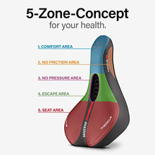 Load image into Gallery viewer, Wittkop Bicycle Saddle [for Trekking Bikes] – Comfortable Saddle for Men and Women with Integrated 5-Zone-Concept and Memory Foam - Waterproof Bike Seat with Airflow System, incl. User Manual
