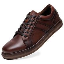 Load image into Gallery viewer, Men's Casual Oxford Sneakers Fashion Design Walking Shoes Brown Leather Daily Flats Slip On Shoe for Men Size 9
