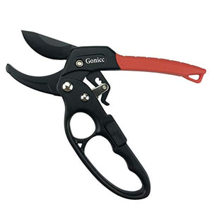 gonicc 8" Professional Ratchet Anvil Pruning Shears (GPPS-1011), Ratcheting Mechanism, Anvil Groove Design, Reinforced Design Handle, Garden Shears Clippers, Anvil Pruner, Hand Tools Scissors Loppers