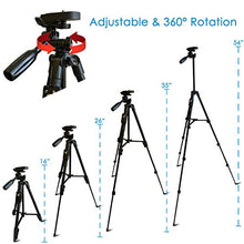 Load image into Gallery viewer, Fugetek 54" Tripod, Works with Phone &amp; Camera, Use for Facetime, Video Calls, Teaching, Lightweight Aluminum, Removable Bluetooth Remote, Mount Smartphone, DSLR, Compatible with Apple Android, Black
