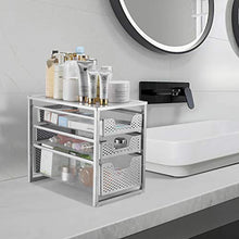 Load image into Gallery viewer, Simple Trending 3-Tier Under Sink Cabinet Organizer with Sliding Storage Drawer, Desktop Organizer for Kitchen Bathroom Office, Stackbale, Silver
