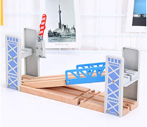 Z MAYABBO Wooden Train Set Accessories Wood Railway Bridge for Railroad Tracks, 2-Level Overpass Compatible for All Railway Tracks System