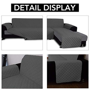Easy-Going Sofa Slipcover L Shape Sofa Cover Sectional Couch Cover Chaise Lounge Cover Reversible Sofa Cover Furniture Protector Cover for Pets Kids Children Dog Cat (X-Large, Dark Gray/Dark Gray)