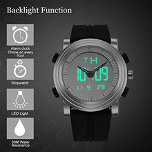 Load image into Gallery viewer, SINOBI Mens Analog Digital Sport Watches Electronic Wrist Watch with Alarm Stopwatch LED Backlight and Rubber Strap (Silver)
