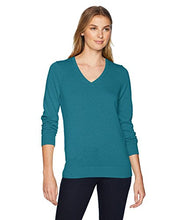 Load image into Gallery viewer, Amazon Essentials Women&#39;s Lightweight Long-Sleeve V-Neck Sweater, Teal Heather, Medium
