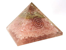 Load image into Gallery viewer, Auramore Rose Quartz Crystal Orgone Reiki Pyramid Kit/Includes 4 Crystal Quartz Energy Points/EMF Protection Meditation Yoga Energy Generator
