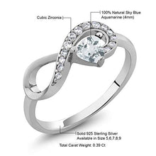 Load image into Gallery viewer, Gem Stone King 925 Sterling Silver Heart Shape Sky Blue Aquamarine Women&#39;s Infinity Ring (0.39 Cttw) (Size 7)
