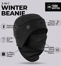 Load image into Gallery viewer, Helmet Liner Beanie with Mask - Cycling, Running, Motorcycle &amp; Construction Fleece Winter Hat Skull Cap. Thermal Headwear Ear Warmer. Cold Weather Gear for Hard Hats &amp; Football, Ski, Snowboard Helmets
