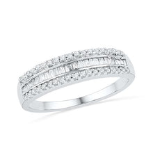 Load image into Gallery viewer, 10KT White Gold Baguette and Round Diamond Anniversary Ring (1/4 cttw) ,size7.5
