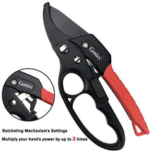 Load image into Gallery viewer, gonicc 8&quot; Professional Ratchet Anvil Pruning Shears (GPPS-1011), Ratcheting Mechanism, Anvil Groove Design, Reinforced Design Handle, Garden Shears Clippers, Anvil Pruner, Hand Tools Scissors Loppers
