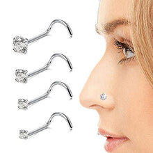 Load image into Gallery viewer, 8pcs 20G Hypoallergenic Nose Screw Studs Round Diamond Surgical Steel Nose Rings Piercing Set
