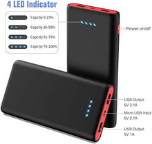 Load image into Gallery viewer, Portable Charger Power Bank 25800mAh, Ultra-High Capacity Fast Phone Charging with Newest Intelligent Controlling IC, 2 USB Ports External Cell Phone Battery Pack for iPhone,Samsung Android,Table etc
