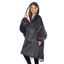 Load image into Gallery viewer, THE COMFY Original Quarter Zip | Oversized Microfiber &amp; Sherpa Wearable Blanket with Zipper, Seen On Shark Tank, One Size Fits All Charcoal
