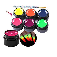 Load image into Gallery viewer, Spider Gel for Nail Art Glow in The Dark Drawing Glue 6 Colors Nail Art Wire Drawing Gel for Line with Gel Paint Design Nail Art Kit with Draw Brush
