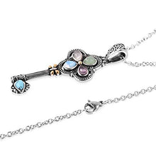 Load image into Gallery viewer, Shop LC Delivering Joy Good Lucky Key Chain Pendant Necklace for Women Amethyst Rose Quartz Aventurine ION Plated Yellow Gold Stainless Steel 20" Cttw 1.5
