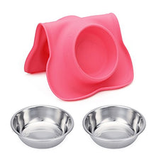 Load image into Gallery viewer, Hubulk Pet Dog Bowls 2 Stainless Steel Dog Bowl with No Spill Non-Skid Silicone Mat + Pet Food Scoop Water and Food Feeder Bowls for Feeding Small Medium Large Dogs Cats Puppies (S, Pink)
