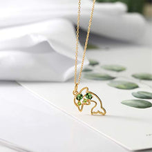 Load image into Gallery viewer, Gem Stone King 0.40 Ct Green Tourmaline Green Peridot 18K Yellow Gold Plated Silver Dolphin Necklace
