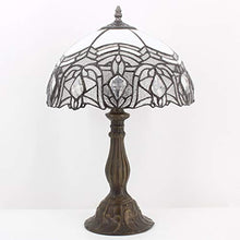 Load image into Gallery viewer, WERFACTORY Tiffany Lamp White Bent Stained Glass Bedside Table Lamp Desk Reading Light 12X12X18 Inches Decor Bedroom Living Room Home Office S508W Series
