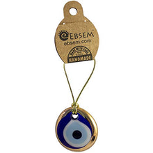 Load image into Gallery viewer, Ebsem Gold Gilt Handmade Evil Eye Glass Charm Decorative Turkish - Greek - Jewish - Christian Christmas Ornament (1.5 Inches)
