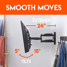 Load image into Gallery viewer, ECHOGEAR Corner TV Wall Mount for TVs Up to 65" - Easy to Install Single Stud Design for Maximum Wall Compatibility - 24" of Smooth Extension Plus Swivel, Tilt, Finish with Built-in Cable Management
