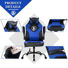 Load image into Gallery viewer, Gaming Chair Computer Chair Desk Chair PU Leather Adjustable Office Chair with Lumbar Support Headrest Armrest PC Ergonomic Task Rolling Swivel Massage Racing Chair for Women Adults(Blue)
